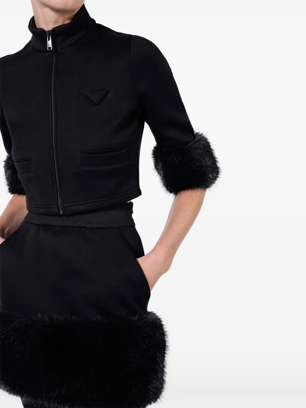 Prada Cropped sweater Zwart