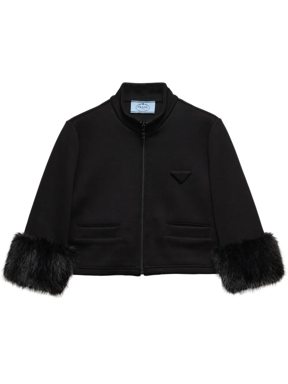 Prada Cropped Sweatshirt In Black