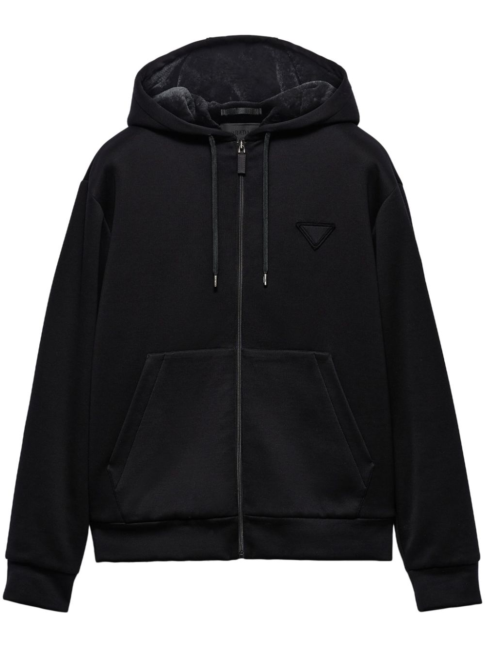 Prada Hoodie met jersey textuur Zwart