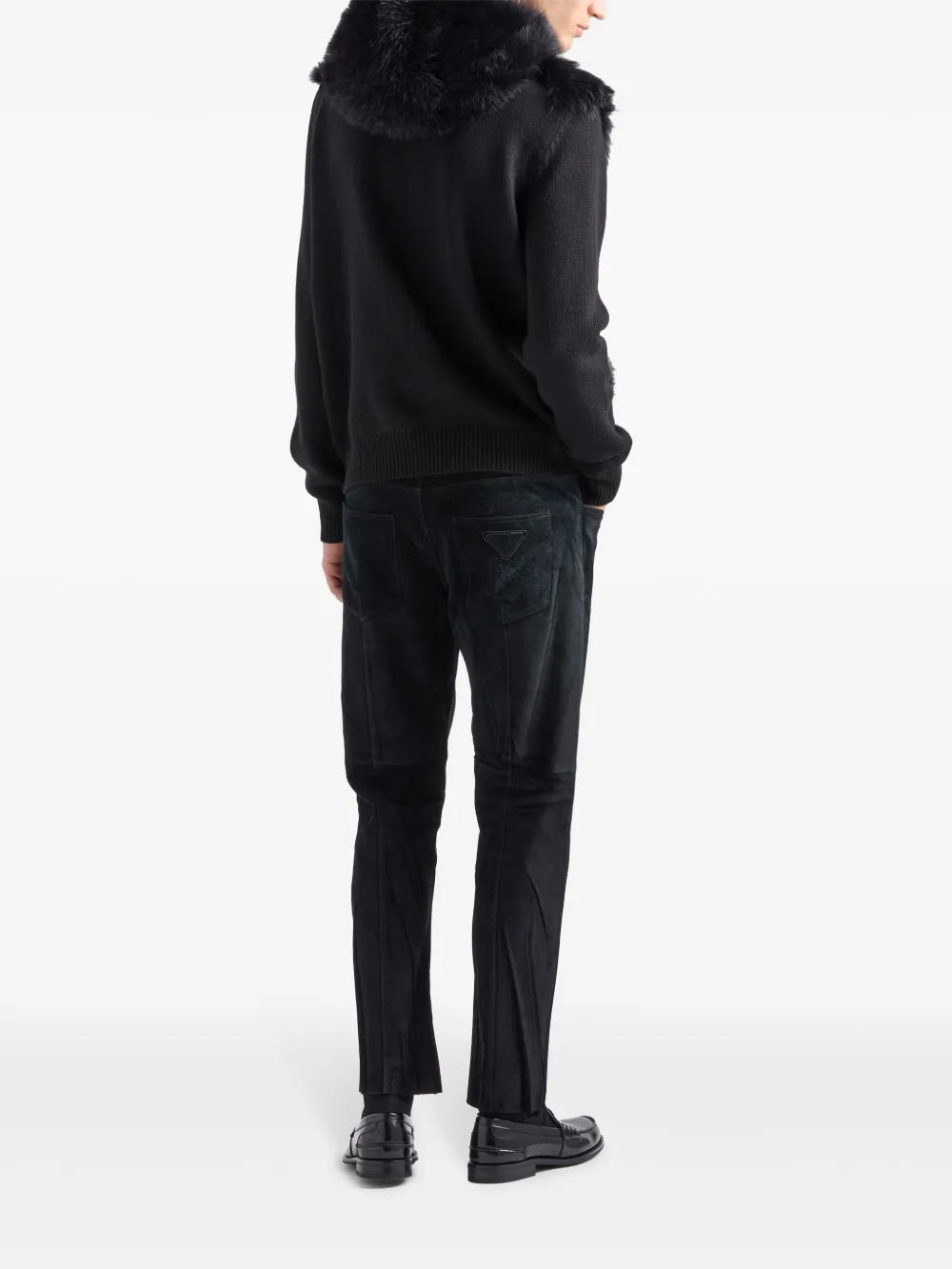 PRADA FAUX-FUR HOODED CARDIGAN