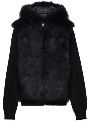 Prada Cashmere Knitted zip-up Hoodie | Black | FARFETCH