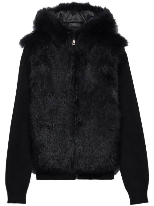 Cardigan en fourrure artificielle à capuche - Prada - Modalova