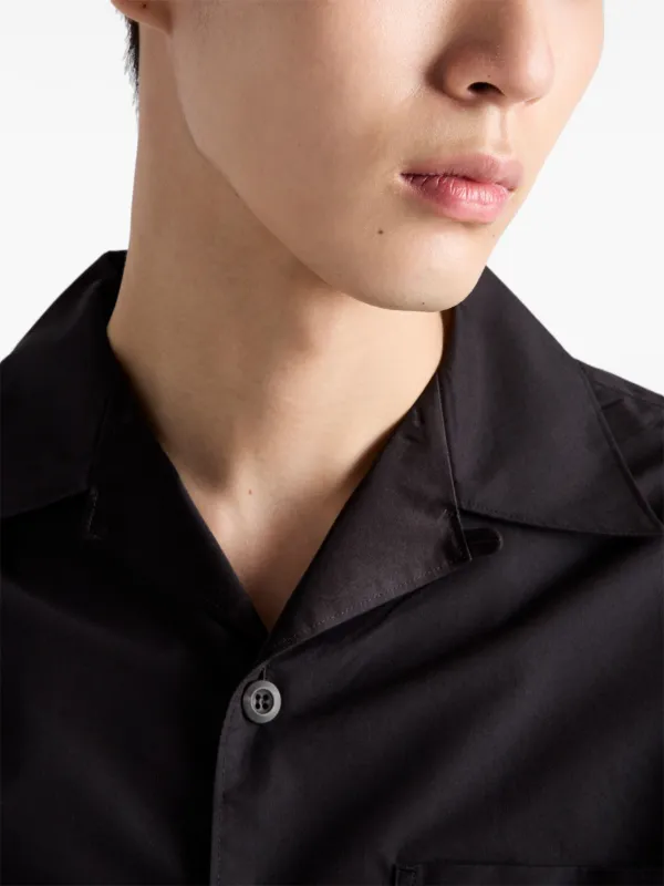 Prada Technical Cotton short-sleeved Shirt | Black | FARFETCH RO
