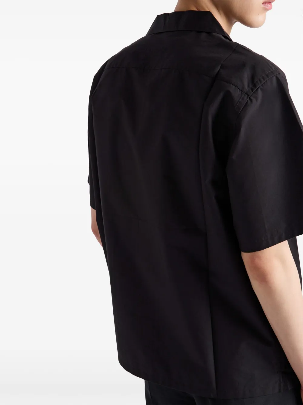 Prada Technical katoenen overhemd met korte mouwen Zwart