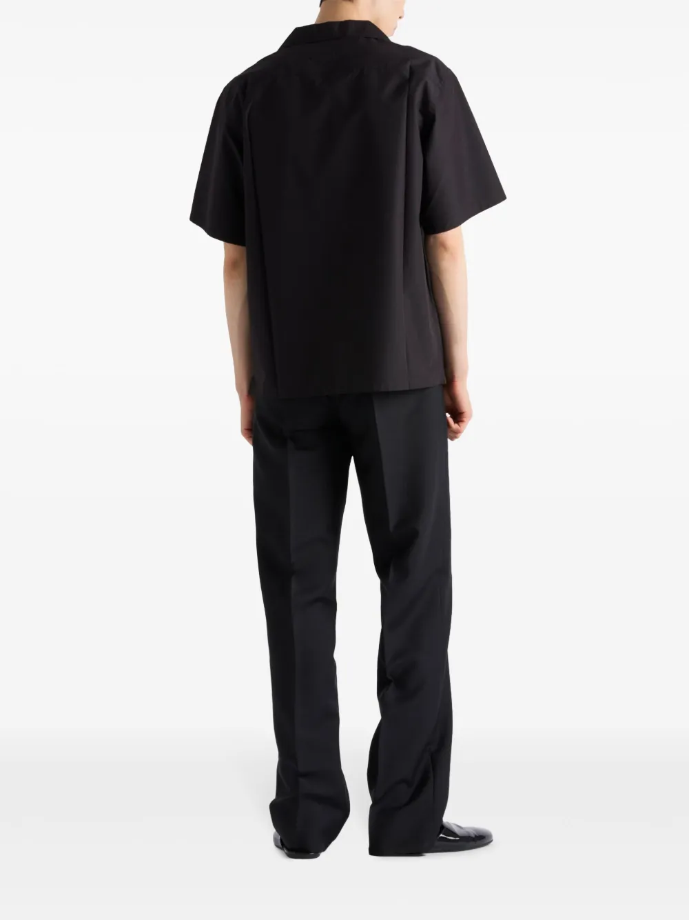 Prada Technical katoenen overhemd met korte mouwen Zwart
