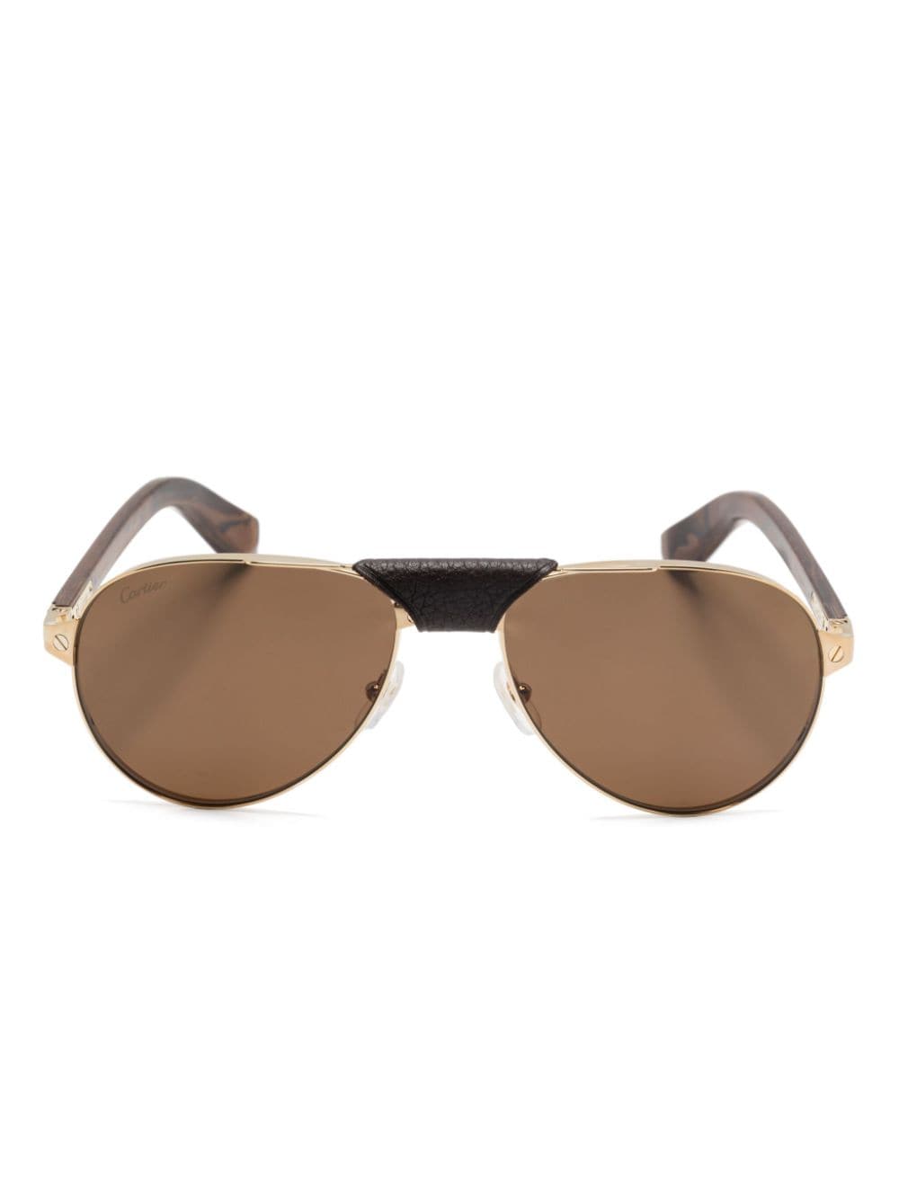 Shop Cartier Ct0495s Sunglasses In 褐色