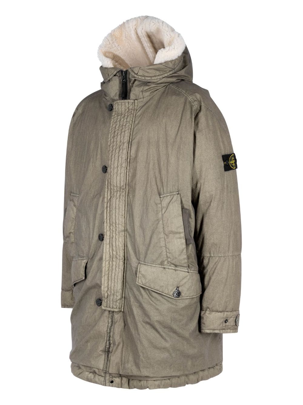 Shop Stone Island Long Parka In Grey