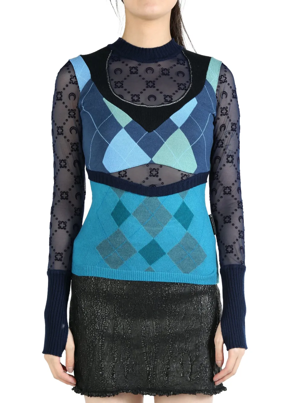 Marine Serre layered sweater – Blue