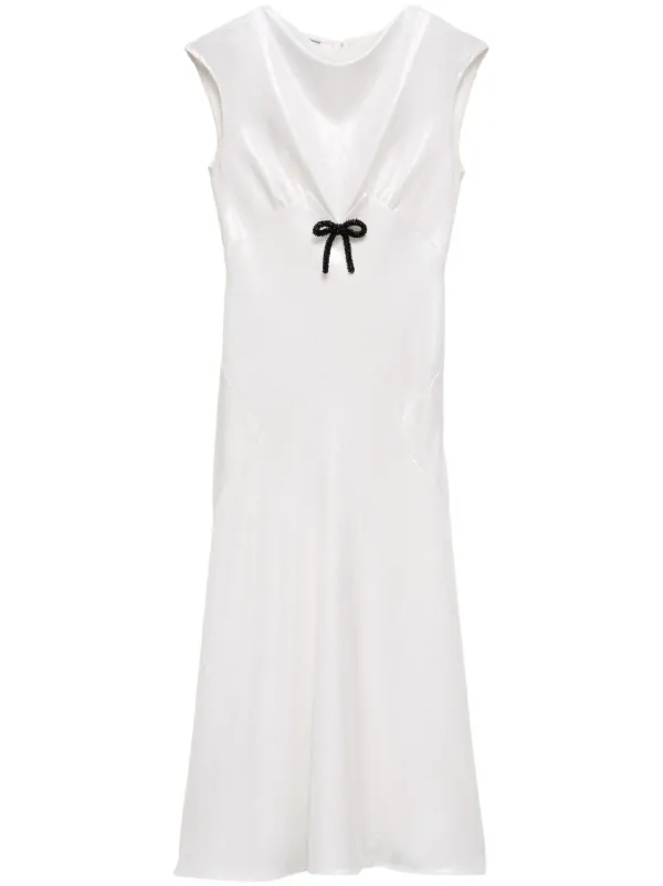 Prada Sequined Midi Dress | White | FARFETCH LT