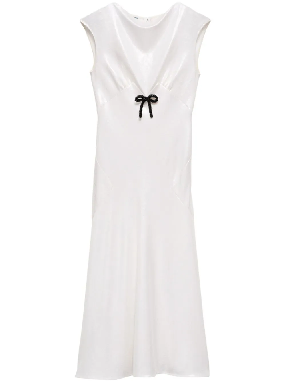 Prada Sequined Satin Jersey Dress In White
