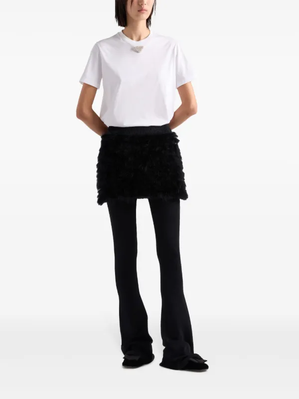 Prada triangle-embroidered T-shirt | White | FARFETCH RO