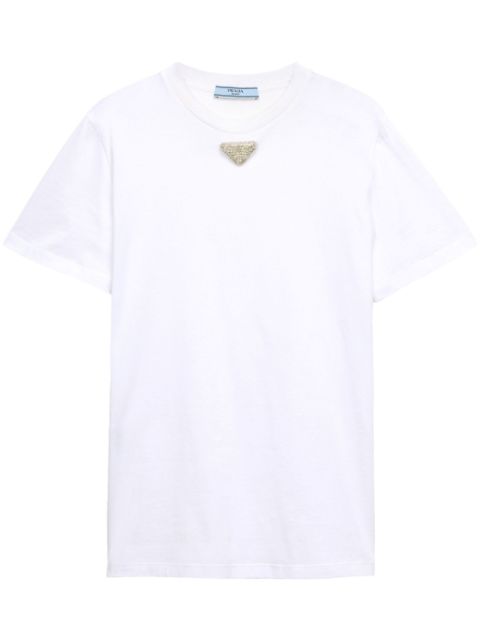 Prada triangle-embroidered T-shirt