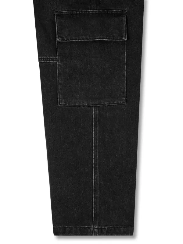 【Anyone more】Worry Cargo Black Denim Bootcut Pants Bootcut Loose Cargo Jeans - Black/washed - Men | H&M US