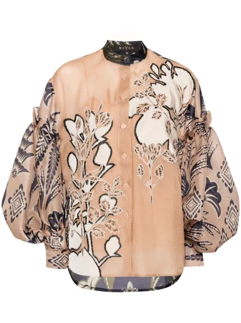 Biyan floral print bishop-sleeves shirt