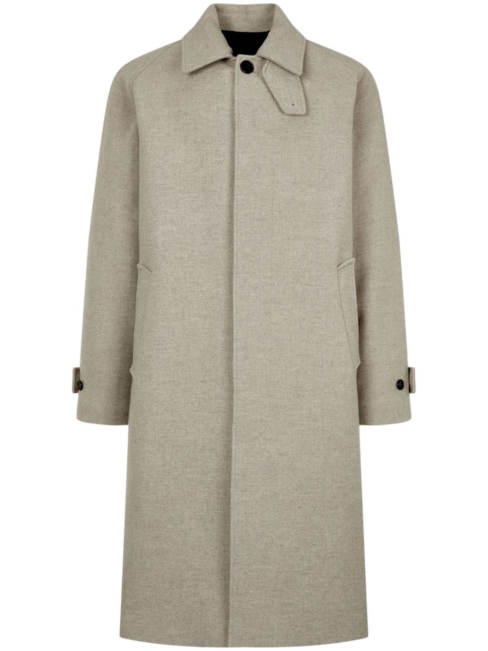 funnel-neck wool coat