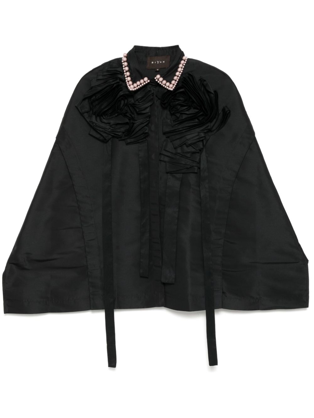 Biyan floral pleated poncho - Black