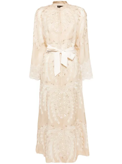 Biyan floral embroidery oversized coat