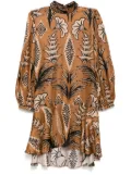 Biyan twill long-sleeved mini dress - Brown