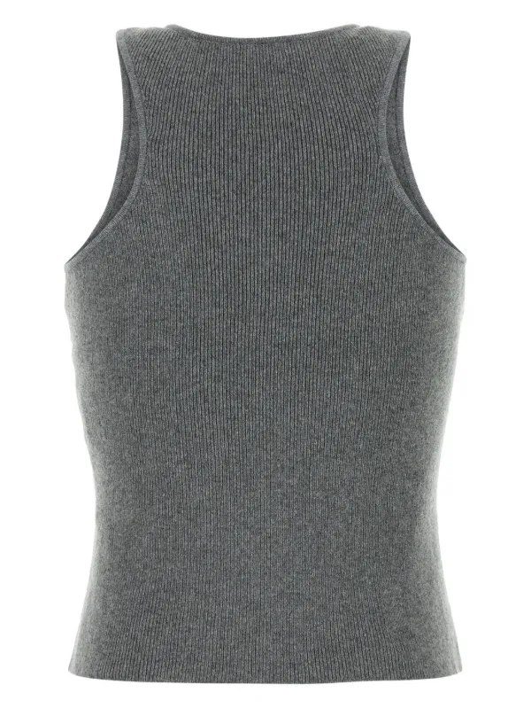 MAGDA BUTRYM 715723SILVER 関税送料込 Magda Butrym crochet-detail Knitted Top | Grey | FARFETCH