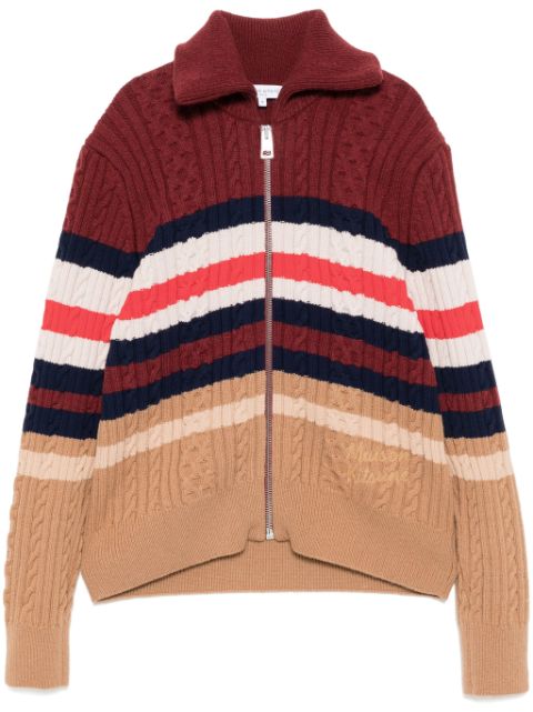 Maison Kitsune striped cable zipped cardigan Women