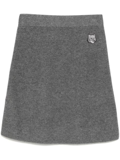 Maison Kitsune bold fox head patch short ribbed skirt Women