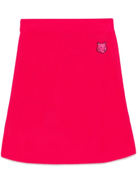 Maison Kitsune bold fox head patch short ribbed skirt Women