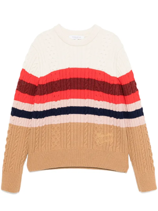 Maison Kitsuné ストライプ ケーブルニットセーター | マルチカラー 