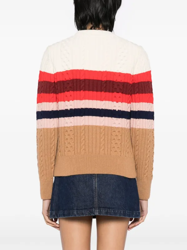 Maison Kitsuné ストライプ ケーブルニットセーター | マルチカラー 