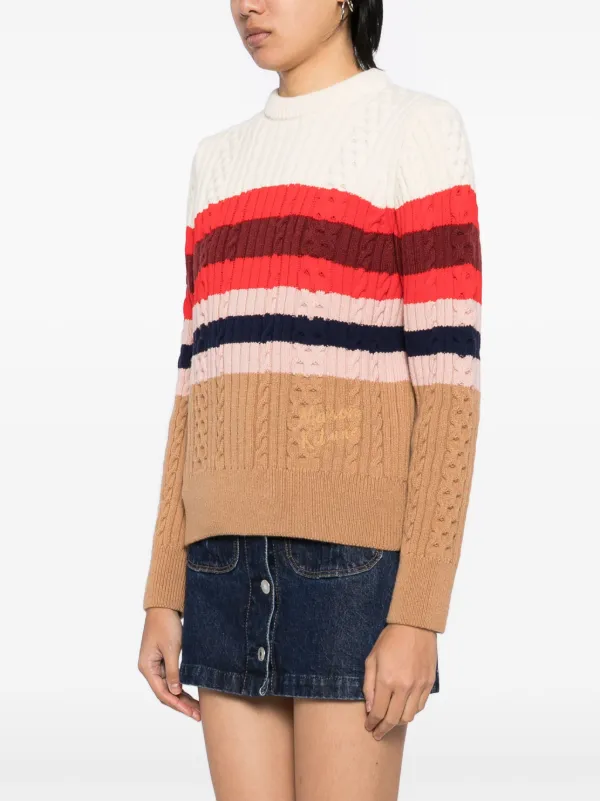 Maison Kitsuné ストライプ ケーブルニットセーター | マルチカラー 