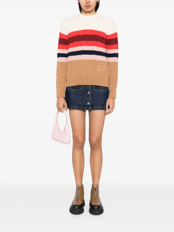 Maison Kitsuné ストライプ ケーブルニットセーター | マルチカラー 