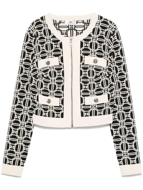 Elisabetta Franchi logo-jacquard cropped cardigan 