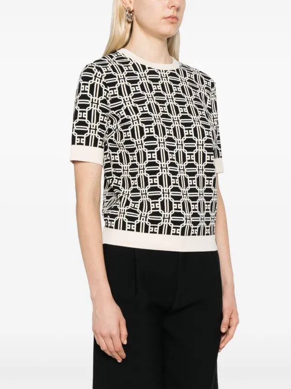 トップス ELISABETTA FRANCHI Elisabetta Franchi logo-jacquard Top | White | FARFETCH