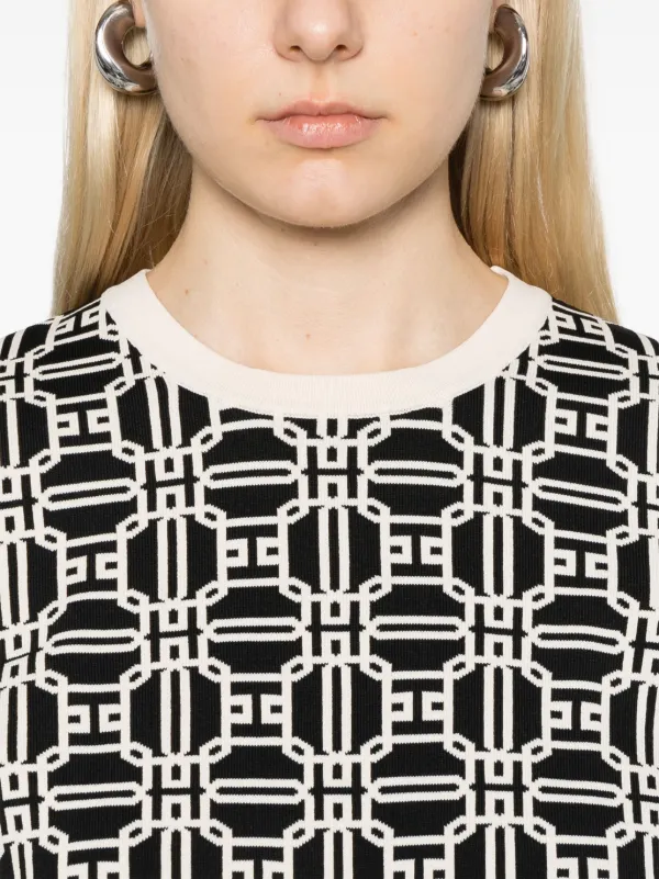 トップス ELISABETTA FRANCHI Elisabetta Franchi logo-jacquard Top | White | FARFETCH