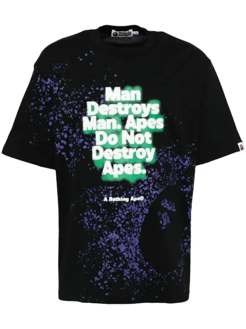 A BATHING APE® playera con eslogan estampado