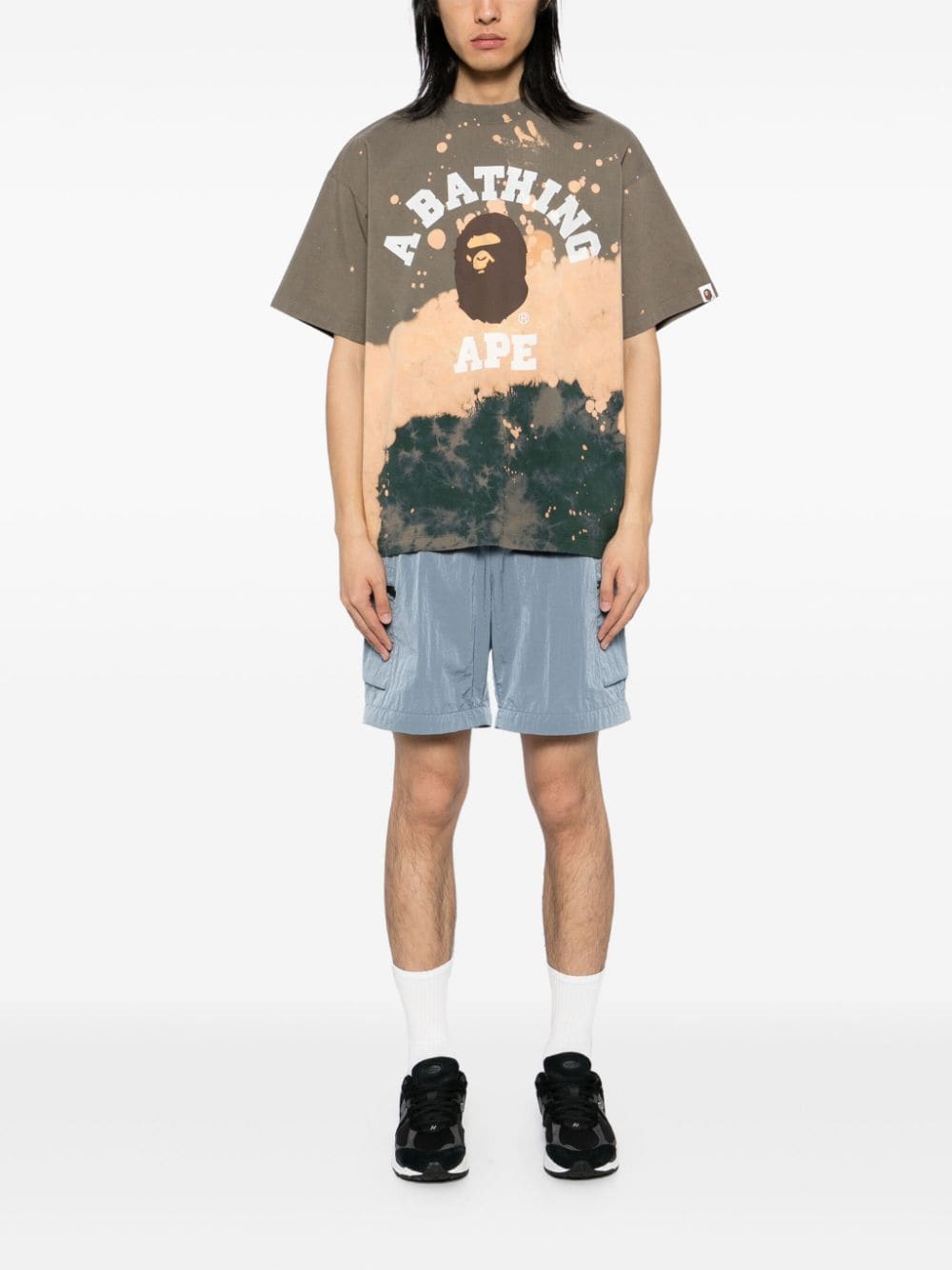 A BATHING APE College T-shirt met tie-dye print - Beige