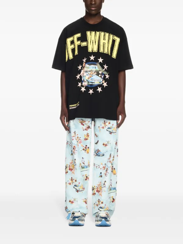 off-white Fresco Star コットン Tシャツ 人気 Off-White Fresco Star Over Tシャツ | ブラック | FARFETCH JP