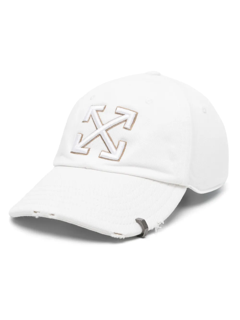 Off-White distressed denim baseball cap Wit