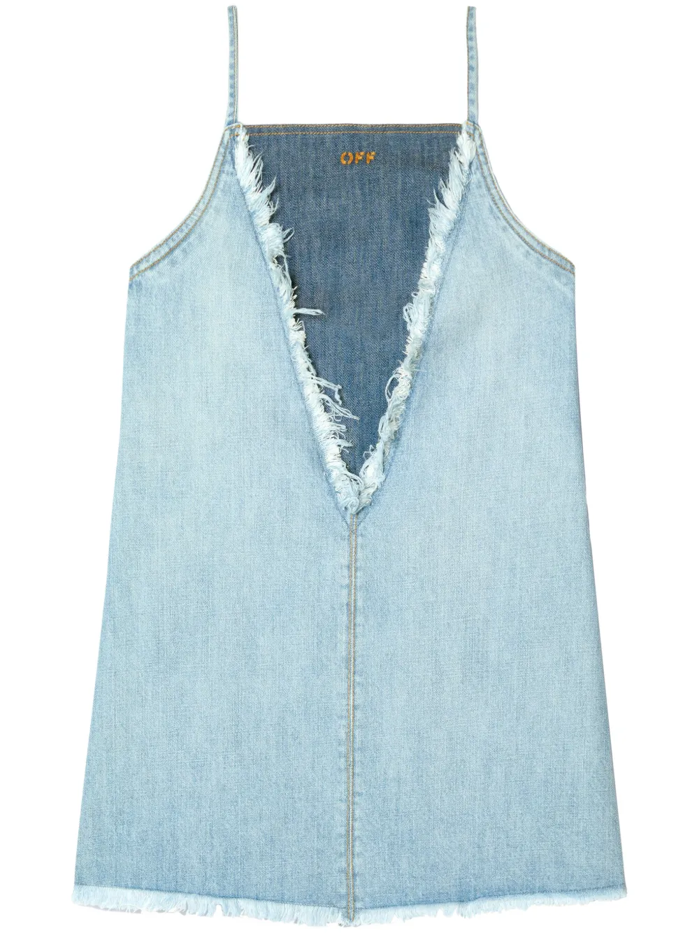 frayed denim mini dress