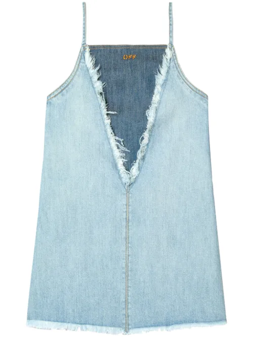 Robe courte à bords effilochés - Off-White - Modalova