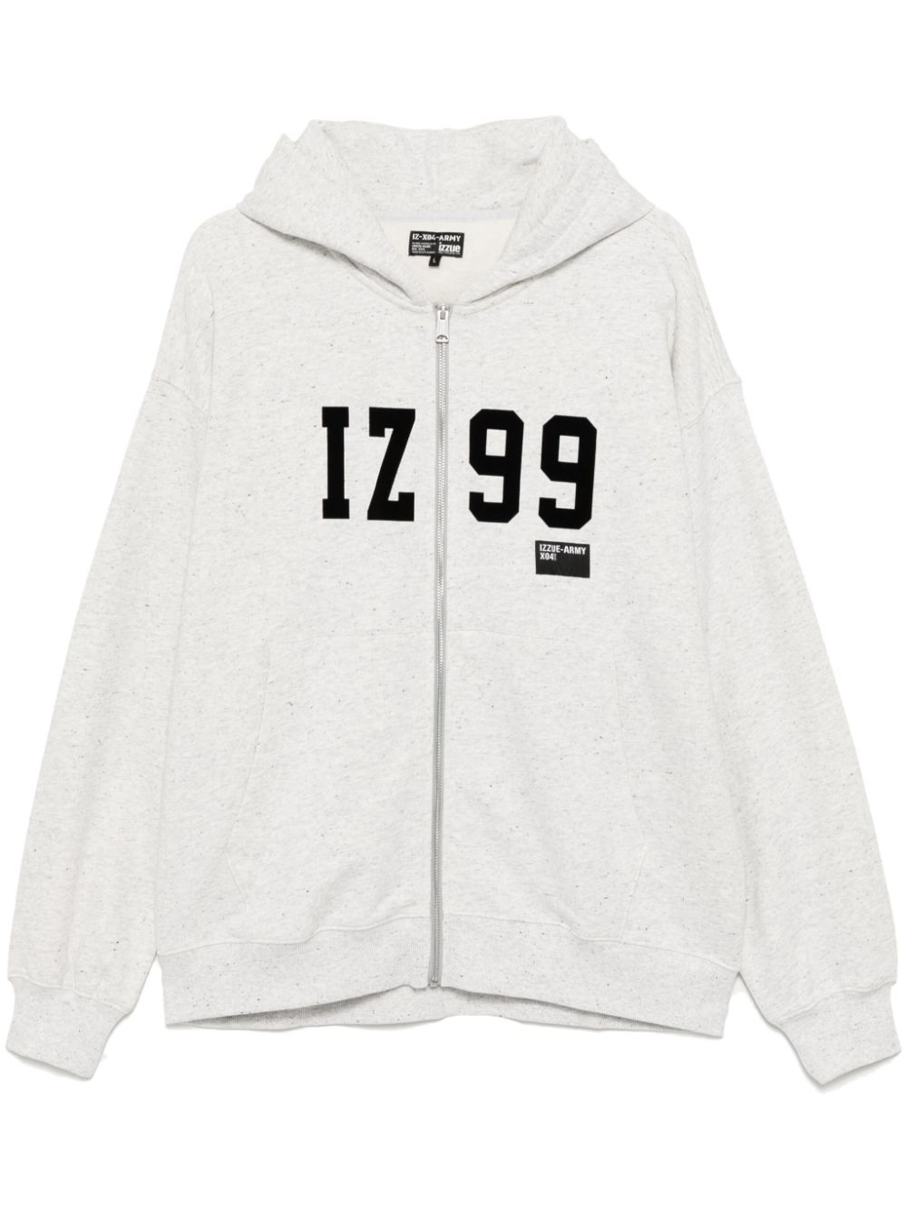 izzue logo print hooded jacket - Neutrals