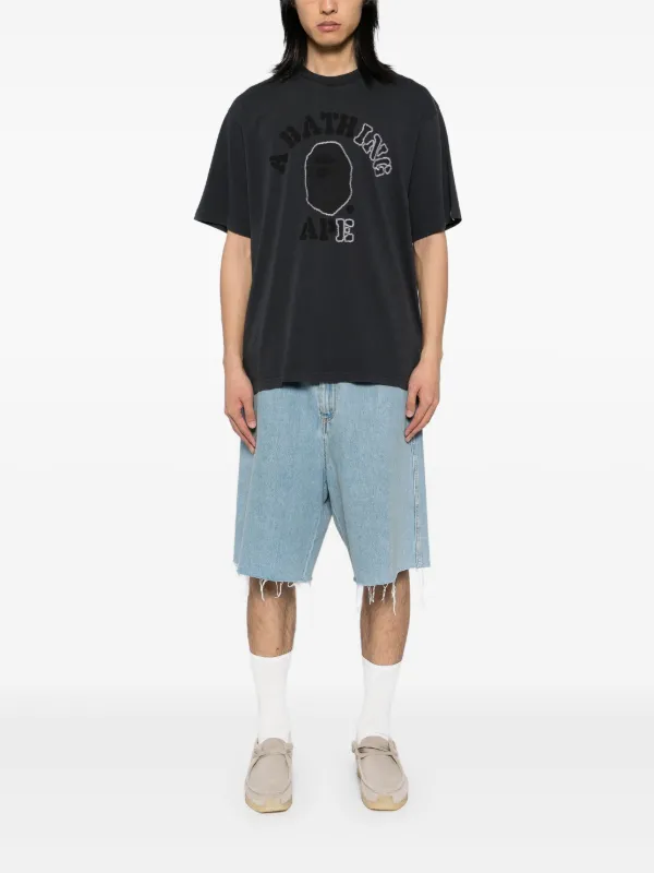 A BATHING APE® Garment Dye College Tee | Grey | FARFETCH
