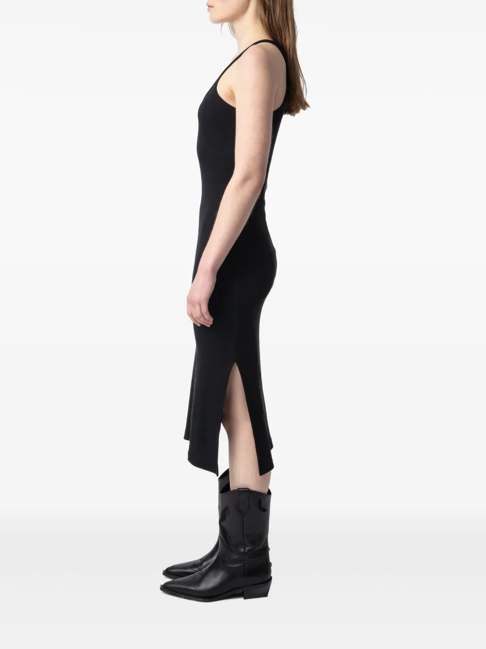 Shop Zadig & Voltaire Fine-ribbed Midi Dress In Schwarz