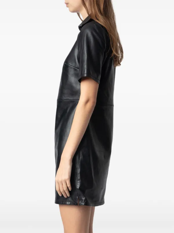 Ralmy Leather Short Sleeve Dress for Women - Black - Size: S - Zadig&Voltaire