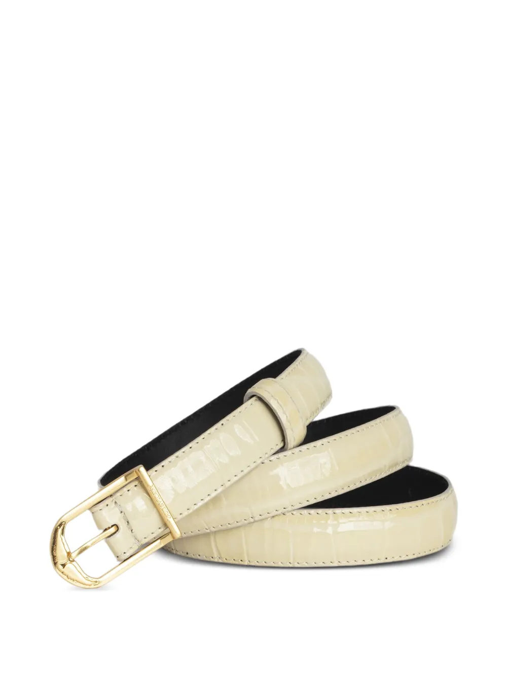 Zadig&Voltaire Smalle riem met krokodillen-reliëf Beige