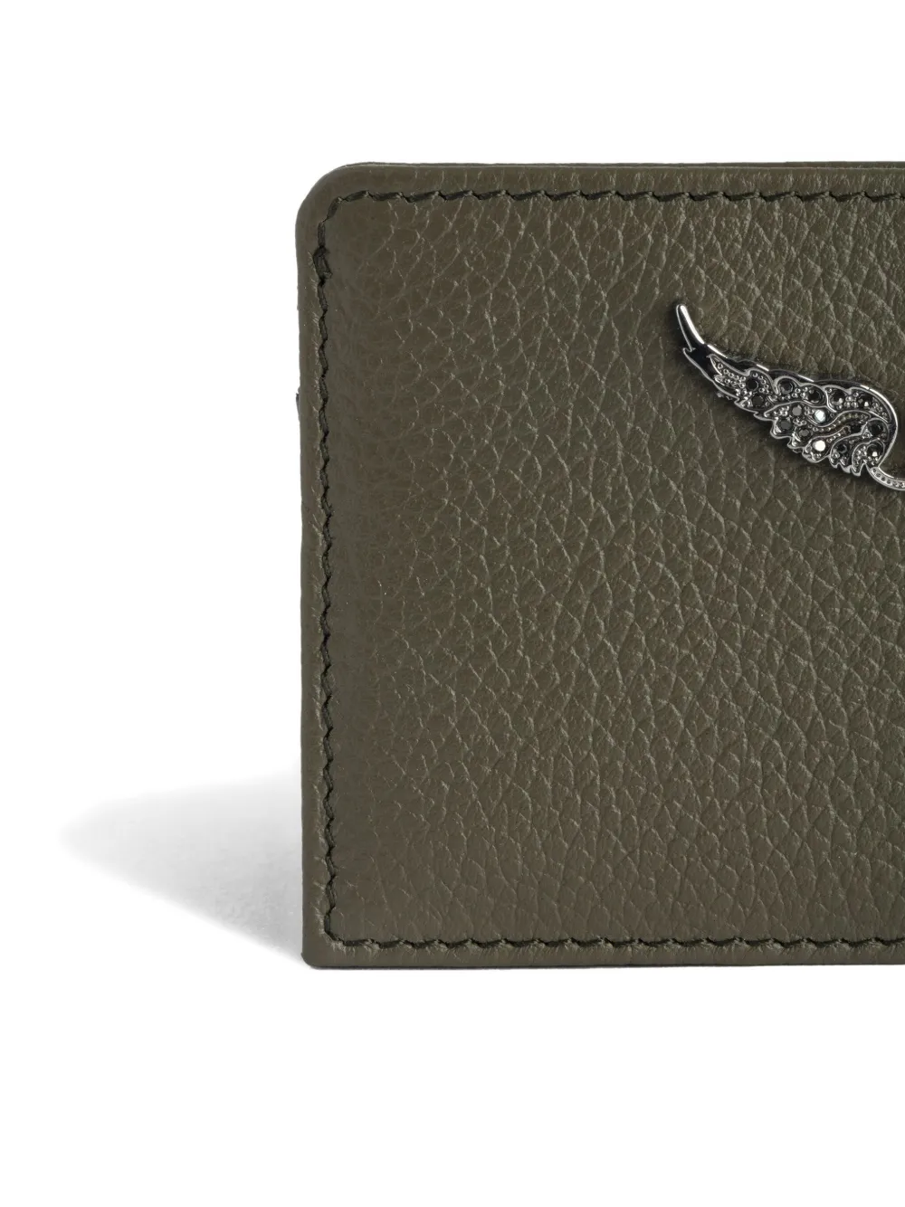 Zadig&Voltaire Leren pasjeshouder met vleugel Groen