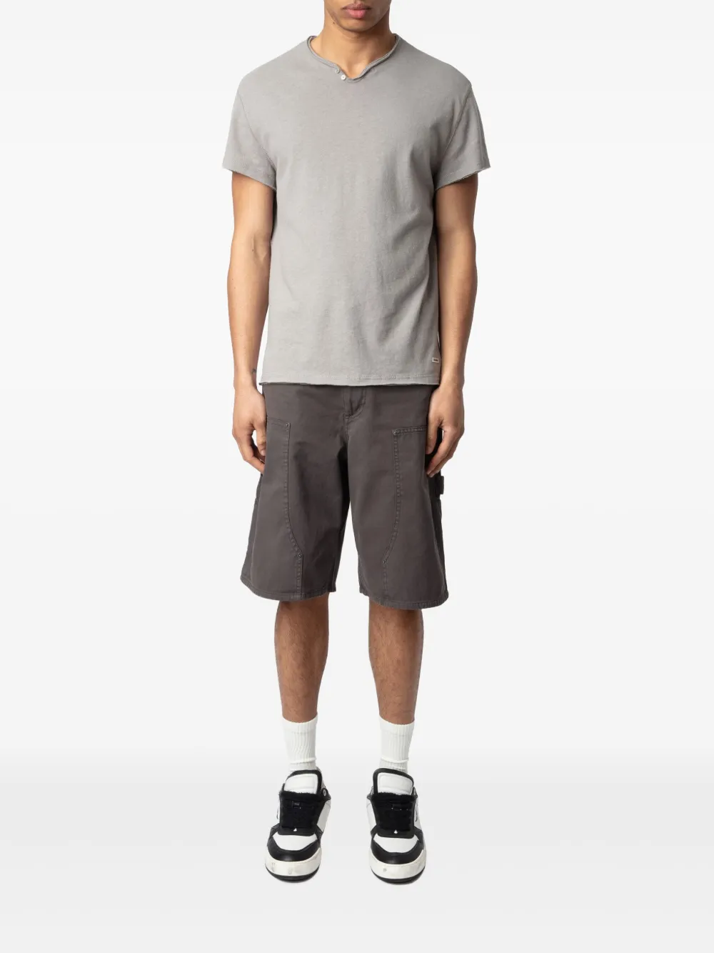 Zadig&Voltaire T-shirt van biologisch katoen-linnenblend - Grijs