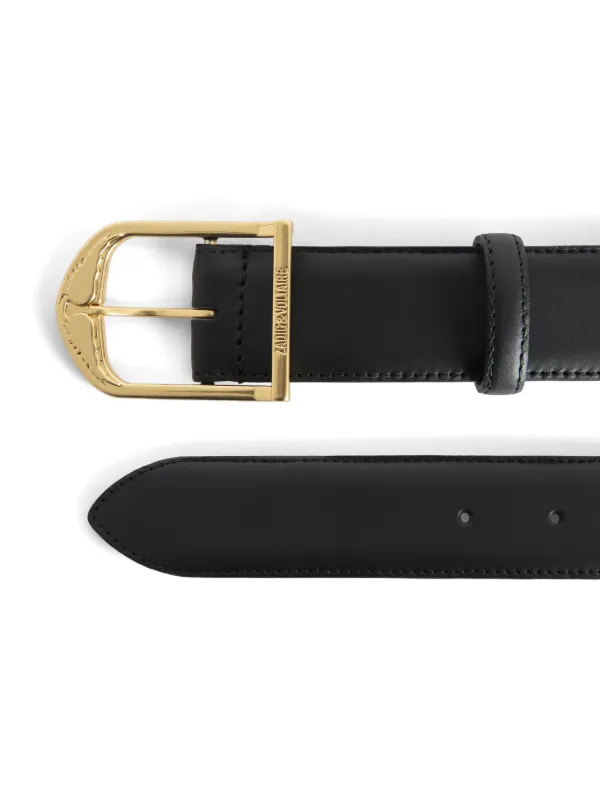 NEW Zadig & Voltaire Black Belt with Gold Logo ZV Initiale Black Leather Belt | Zadig&Voltaire | Zadig&Voltaire main image 4