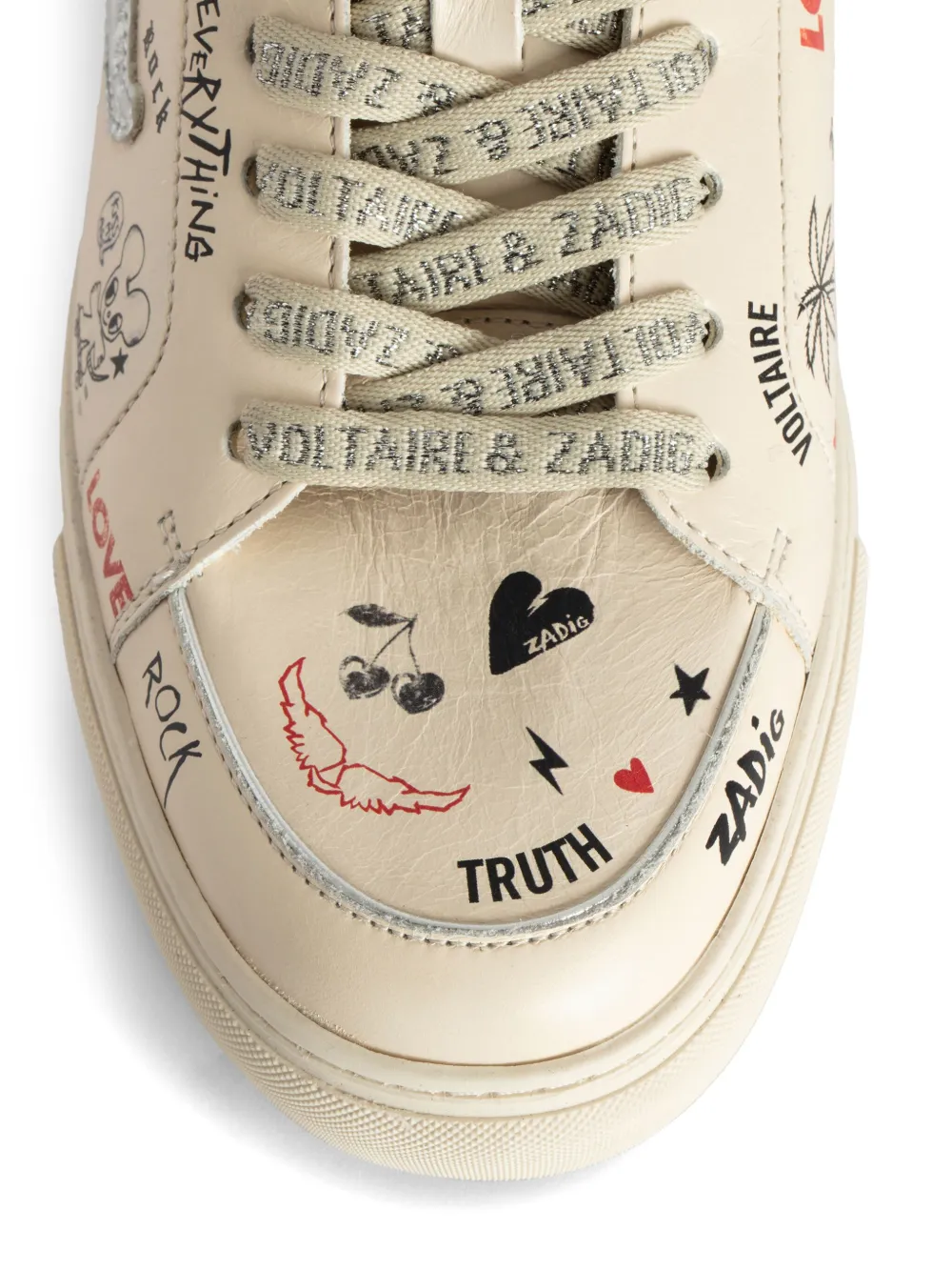 Zadig & Voltaire Fly On Love Tag Trainers In Neutrals