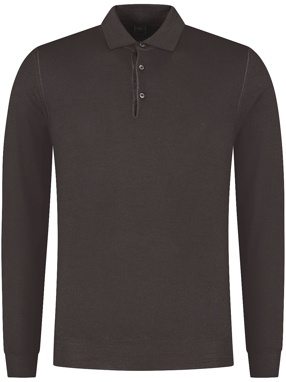 Shop Fedeli Long-sleeve Polo Shirt In Brown