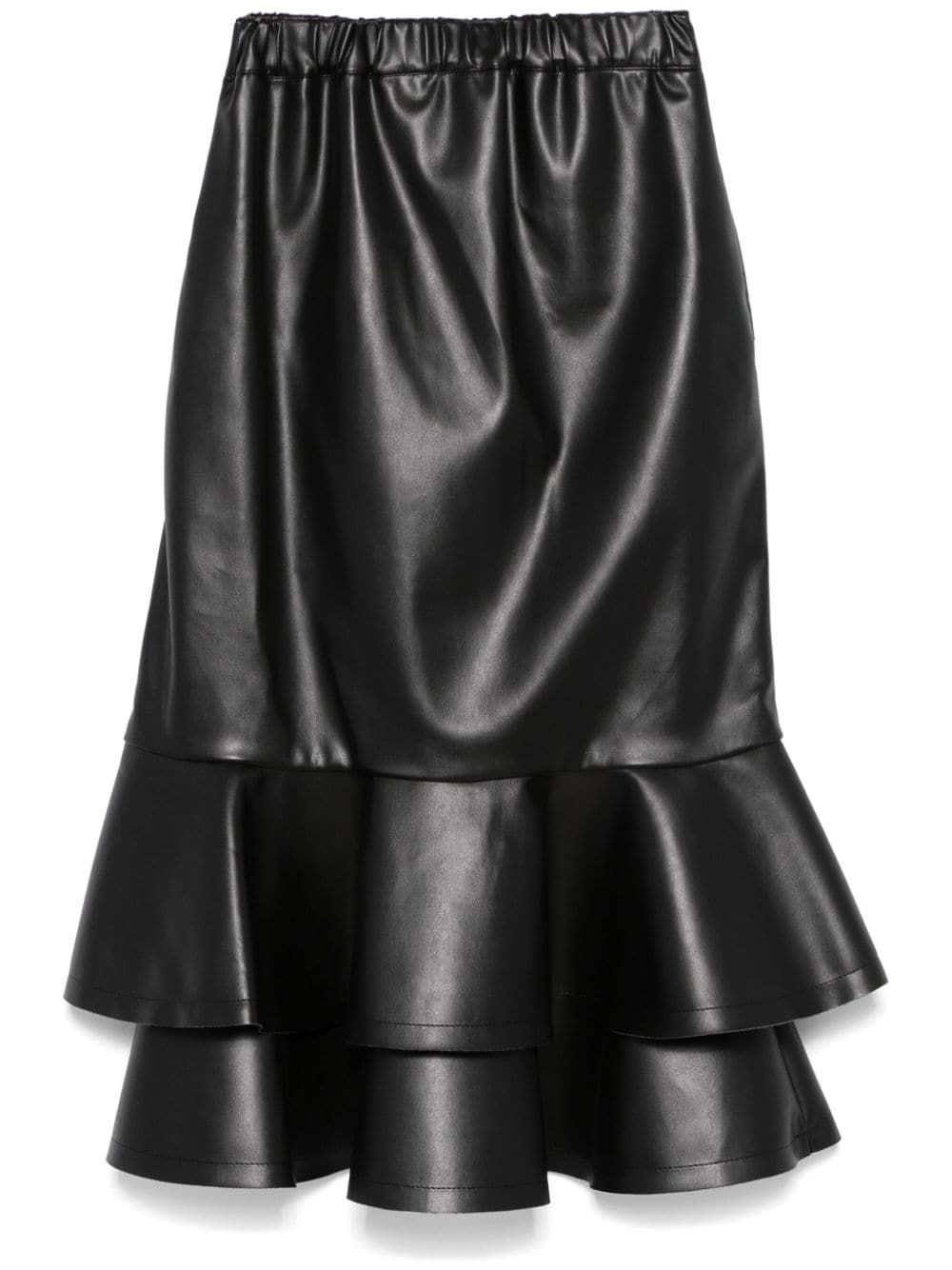 Shop Comme Des Garçons Ruffle-hem Midi Skirt In 黑色